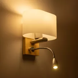 ELEGANT 01316 Μοντέρνο Φωτιστικό Τοίχου - Απλίκα Ξενοδοχείου Reading Light με Ντουί 1 x E27 LED 3W 360lm 36° AC 220-240V IP20 Θερμό Λευκό 2700K - Bridgelux COB Chip - Λευκό & Μπεζ - Μ15 x Π20 x Υ22.5cm - 2 Χρόνια Εγγύηση