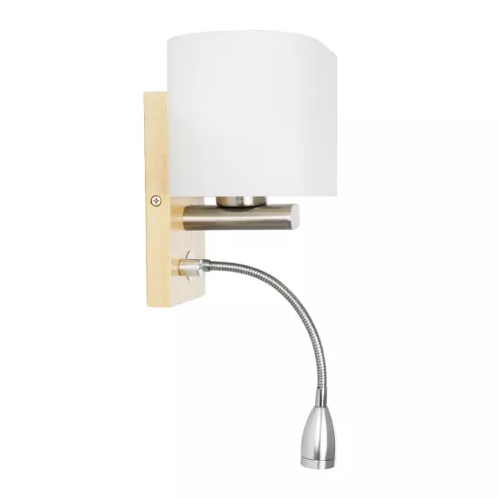 SUTTON 01316 Μοντέρνο Επιτοίχιο Φωτιστικό Απλίκα με LED Βραχίονα Δίφωτο 1 x E27 IP20 Μπεζ Ξύλο, Λευκό Γυαλί με Ασημί Μέταλλο - Μ15 x Π20 x Υ22.5cm SUTTON 01316 Μοντέρνο Επιτοίχιο Φωτιστικό Απλίκα με LED Βραχίονα Δίφωτο 1 x E27 IP20 Μπεζ Ξύλο, Λευκό Γυαλί με Ασημί Μέταλλο - Μ15 x Π20 x Υ22.5cm
