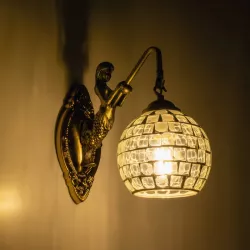 MERMAID 01317 Vintage Φωτιστικό Τοίχου - Απλίκα με Ντουί 1 x E27 AC 220-240V IP20 - Χρυσό - Μ16 x Π30 x Υ27cm