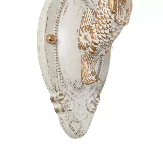 MERMAID 01317 Vintage Επιτοίχιο Φωτιστικό Απλίκα Μονόφωτο 1 x E27 IP20 Λευκό Γυαλί με Λευκό & Χρυσό Μέταλλο - Μ28 x Π14 x Υ24cm