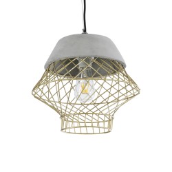 DURANT 01324 Μοντέρνο Κρεμαστό Φωτιστικό Οροφής με Ντουί 1 x E27 AC 220-240V IP20 - Γκρι & Χρυσό - Μ35 x Π35 x Υ35cm