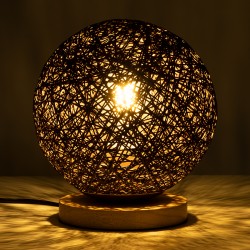 OCEANA 01337 Boho Επιτραπέζιο Φωτιστικό Πορτατίφ με Ντουί 1 x E27 AC 220-240V IP20 - Καφέ & Μπεζ - M20 x Π20 x Υ22cm