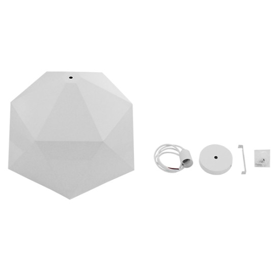 HEXAGON 01378 Μοντέρνο Κρεμαστό Φωτιστικό Οροφής με Ντουί 1 x E27 AC 220-240V IP20 - Λευκό & Χρυσό - Μ46 x Π46 x Y25cm