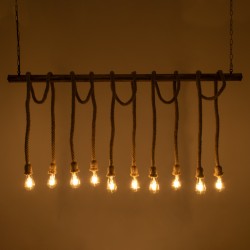 RAILROAD 01380 Vintage Κρεμαστό Φωτιστικό Οροφής με Ντουί 10 x E27 AC 220-240V IP20 - Μπεζ & Χάλκινο - Μ150 x Π4 x Y62.5cm