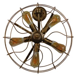 FAN 01381 Vintage Φωτιστικό Τοίχου - Απλίκα με Ντουί 5 x E27 AC 220-240V IP20 - Μπρούτζινο - Μ46 x Π22 x Υ46cm