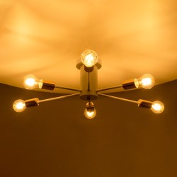 OLINDA 01385 Μοντέρνο Φωτιστικό Οροφής με Ντουί 6 x E27 AC 220-240V IP20 - Λευκό & Χάλκινο - Μ60 x Π60 x Υ20cm