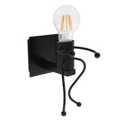 FIGURE 10001388 Μοντέρνο Φωτιστικό Τοίχου - Απλίκα με Ντουί 1 x E27 AC 220-240V IP20 - Μαύρο - Μ12 x Π19 x Υ17cm