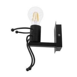 FIGURE 10001388 Μοντέρνο Φωτιστικό Τοίχου - Απλίκα με Ντουί 1 x E27 AC 220-240V IP20 - Μαύρο - Μ12 x Π19 x Υ17cm