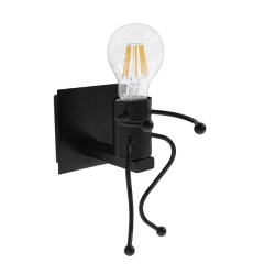 LITTLEMAN 01388 Vintage Φωτιστικό Τοίχου - Απλίκα με Ντουί 1 x E27 AC 220-240V IP20 - Μαύρο - Μ12 x Π19 x Υ17cm