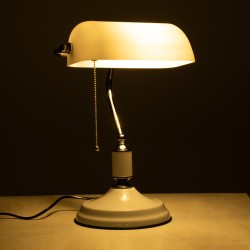 LIBRARY 01390 Vintage Επιτραπέζιο Φωτιστικό Πορτατίφ με Ντουί 1 x E27 AC 220-240V IP20 - Λευκό & Ασημί - Μ26.5 x Π19 x Υ38cm