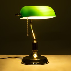 LIBRARY 01391 Vintage Επιτραπέζιο Φωτιστικό Πορτατίφ με Ντουί 1 x E27 AC 220-240V IP20 - Πράσινο & Χρυσό - Μ26.5 x Π19 x Υ38cm