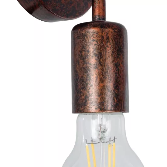 DON 01398 Vintage Φωτιστικό Τοίχου - Απλίκα με Ντουί 1 x E27 AC 220-240V IP20 - Χάλκινο Εφέ Σκουριάς - Μ10 x Π7 x Υ16cm