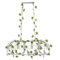 NEST 01403 Vintage Κρεμαστό Φωτιστικό Οροφής με Ντουί 4 x E27 AC 220-240V IP20 - Λευκό & Πράσινο - Μ103 x Π34 x Υ36.5cm