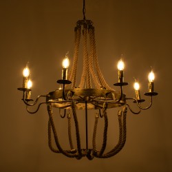 VICTORIAN 01405 Vintage Κρεμαστό Φωτιστικό Οροφής με Ντουί 8 x E14 AC 220-240V IP20 - Μπρούτζινο Εφέ Σκουριάς & Μπεζ - Μ87 x Π87 x Υ80cm