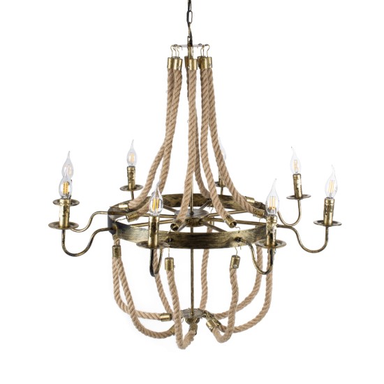 VICTORIAN 01405 Vintage Κρεμαστό Φωτιστικό Οροφής με Ντουί 8 x E14 AC 220-240V IP20 - Μπρούτζινο Εφέ Σκουριάς & Μπεζ - Μ87 x Π87 x Υ80cm