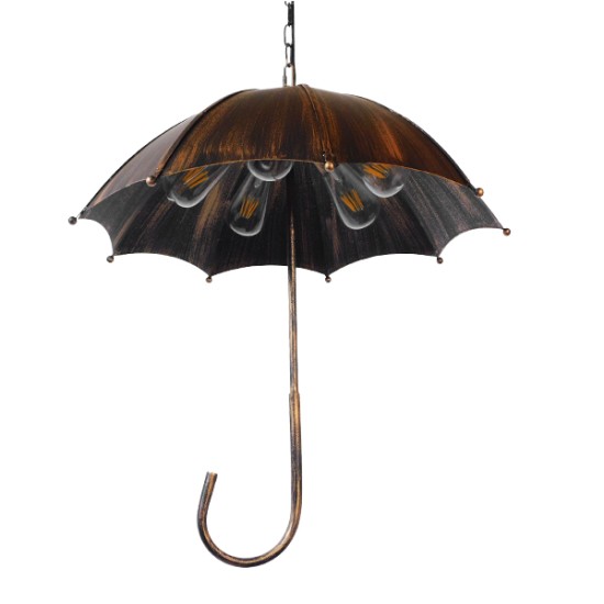 UMBRELLA 01406 Vintage Industrial Κρεμαστό Φωτιστικό Οροφής Πολύφωτο 5 x E27 Μαύρο Καφέ Σκουριά Μεταλλικό Φ58 x Υ60cm