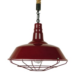 CRANE 01410 Vintage Κρεμαστό Φωτιστικό Οροφής με Ντουί 1 x E27 AC 220-240V IP20 - Κόκκινο & Μπεζ - Μ36 x Π36 x Υ31cm