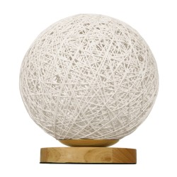 OCEANA 01417 Boho Επιτραπέζιο Φωτιστικό Πορτατίφ με Ντουί 1 x E27 AC 220-240V IP20 - Λευκό & Μπεζ - M20 x Π20 x Υ22cm
