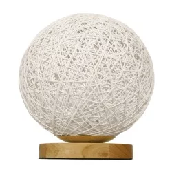 OCEANA 01417 Boho Επιτραπέζιο Φωτιστικό Πορτατίφ με Ντουί 1 x E27 AC 220-240V IP20 - Λευκό & Μπεζ - M20 x Π20 x Υ22cm