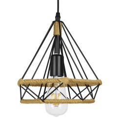 FLUTED 01421 Vintage Κρεμαστό Φωτιστικό Οροφής με Ντουί 1 x E27 AC 220-240V IP20 - Μαύρο & Μπεζ - Μ25 x Π25 x Y24cm