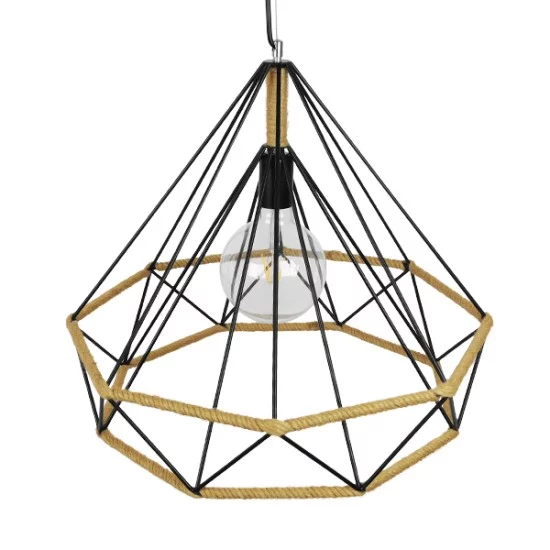 FLUTED 01422 Vintage Κρεμαστό Φωτιστικό Οροφής με Ντουί 1 x E27 AC 220-240V IP20 - Μαύρο & Μπεζ - Μ50 x Π50 x Y44cm