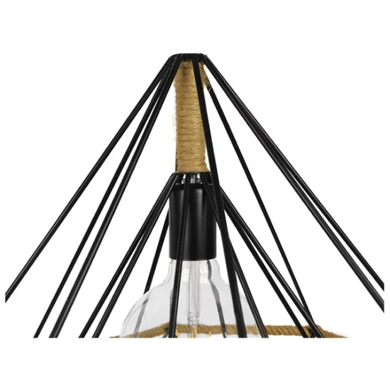 FLUTED 01422 Vintage Κρεμαστό Φωτιστικό Οροφής με Ντουί 1 x E27 AC 220-240V IP20 - Μαύρο & Μπεζ - Μ50 x Π50 x Y44cm