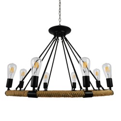 MILLBANK 01423 Vintage Κρεμαστό Φωτιστικό Οροφής με Ντουί 8 x E27 AC 220-240V IP20 - Μαύρο & Μπεζ - Μ80 x Π80 x Y54cm