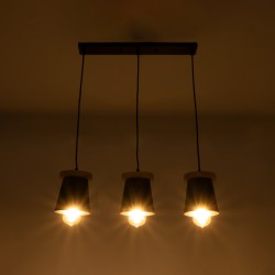 LANA 01425 Μοντέρνο Κρεμαστό Φωτιστικό Οροφής με Ντουί 3 x E27 AC 220-240V IP20 - Μαύρο & Καφέ - Μ60 x Π13 x Υ18cm