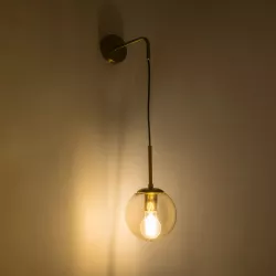 MADISON 01427 Μοντέρνο Φωτιστικό Τοίχου - Απλίκα με Ντουί 1 x E27 AC 220-240V IP20 - Χρυσό & Μελί - Μ15 x Π25 x Υ65cm