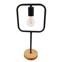 HONOR SQUARE 01435 Μοντέρνο Επιτραπέζιο Φωτιστικό Πορτατίφ με Ντουί 1 x E27 AC 220-240V IP20 - Μαύρο & Μπεζ - M20 x Π20 x Υ42cm