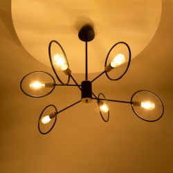 NEXUS 01446 Μοντέρνο Φωτιστικό Οροφής με Ντουί 6 x E27 AC 220-240V IP20 - Μαύρο & Χάλκινο - Μ105 x Π105 x Υ70cm