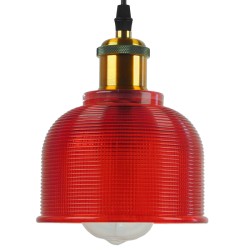 SEGRETO 01450 Vintage Κρεμαστό Φωτιστικό Οροφής με Ντουί 1 x E27 AC 220-240V IP20 - Κόκκινο & Χρυσό - Μ14 x Π14 x Υ18cm