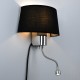 ELEGANT 01492 Μοντέρνο Επιτοίχιο Φωτιστικό Απλίκα με LED Βραχίονα Δίφωτο 1 x E27 IP20 Μαύρο Ύφασμα με Ασημί Μέταλλο - Μ26.5 x Π15 x Υ43cm