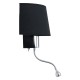 ELEGANT 01492 Μοντέρνο Επιτοίχιο Φωτιστικό Απλίκα με LED Βραχίονα Δίφωτο 1 x E27 IP20 Μαύρο Ύφασμα με Ασημί Μέταλλο - Μ26.5 x Π15 x Υ43cm