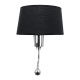 ELEGANT 01492 Μοντέρνο Επιτοίχιο Φωτιστικό Απλίκα με LED Βραχίονα Δίφωτο 1 x E27 IP20 Μαύρο Ύφασμα με Ασημί Μέταλλο - Μ26.5 x Π15 x Υ43cm