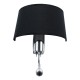 ELEGANT 01492 Μοντέρνο Επιτοίχιο Φωτιστικό Απλίκα με LED Βραχίονα Δίφωτο 1 x E27 IP20 Μαύρο Ύφασμα με Ασημί Μέταλλο - Μ26.5 x Π15 x Υ43cm