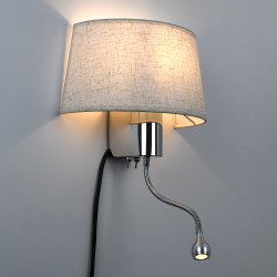 ELEGANT 01493 Μοντέρνο Φωτιστικό Τοίχου - Απλίκα Ξενοδοχείου Reading Light με Ντουί 1 x E27 LED 3W 360lm 36° AC 220-240V IP20 Θερμό Λευκό 2700K - Bridgelux COB Chip - Ασημί & Λευκό - Μ26.5 x Π15 x Υ43cm - 2 Χρόνια Εγγύηση