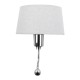 ELEGANT 01493 Μοντέρνο Επιτοίχιο Φωτιστικό Απλίκα με LED Βραχίονα Δίφωτο 1 x E27 IP20 Λευκό Ύφασμα με Ασημί Μέταλλο - Μ26.5 x Π15 x Υ43cm
