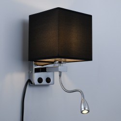 ELEGANT 01494 Μοντέρνο Φωτιστικό Τοίχου - Απλίκα Ξενοδοχείου Reading Light με Ντουί 1 x E27 LED 3W 360lm 36° AC 220-240V IP20 Θερμό Λευκό 2700K - Bridgelux COB Chip - Ασημί & Μαύρο - Μ17 x Π21 x Υ43cm - 2 Χρόνια Εγγύηση