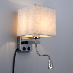 ELEGANT 01495 Μοντέρνο Φωτιστικό Τοίχου - Απλίκα Ξενοδοχείου Reading Light με Ντουί 1 x E27 LED 3W 360lm 36° AC 220-240V IP20 Θερμό Λευκό 2700K - Bridgelux COB Chip - Χρώμιο & Λευκό - Μ17 x Π21 x Υ43cm - 2 Χρόνια Εγγύηση