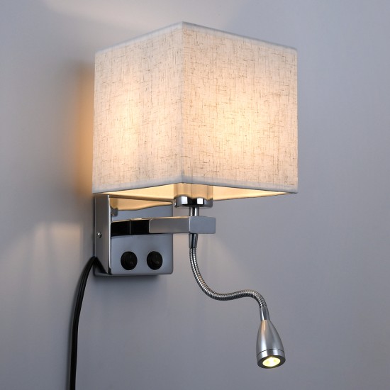 ELEGANT 01495 Μοντέρνο Επιτοίχιο Φωτιστικό Απλίκα με LED Βραχίονα Δίφωτο 1 x E27 IP20 Λευκό Ύφασμα με Ασημί Μέταλλο - Μ17 x Π21 x Υ43cm ELEGANT 01495 Μοντέρνο Επιτοίχιο Φωτιστικό Απλίκα με LED Βραχίονα Δίφωτο 1 x E27 IP20 Λευκό Ύφασμα με Ασημί Μέταλλο - Μ17 x Π21 x Υ43cm