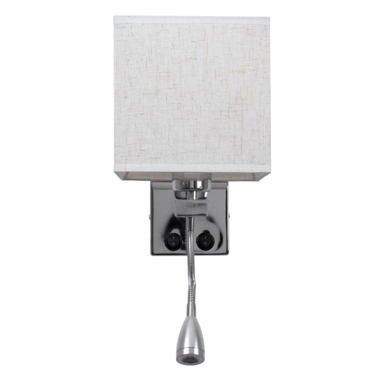 ELEGANT 01495 Μοντέρνο Επιτοίχιο Φωτιστικό Απλίκα με LED Βραχίονα Δίφωτο 1 x E27 IP20 Λευκό Ύφασμα με Ασημί Μέταλλο - Μ17 x Π21 x Υ43cm ELEGANT 01495 Μοντέρνο Επιτοίχιο Φωτιστικό Απλίκα με LED Βραχίονα Δίφωτο 1 x E27 IP20 Λευκό Ύφασμα με Ασημί Μέταλλο - Μ17 x Π21 x Υ43cm