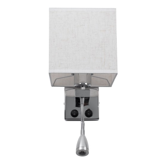 ELEGANT 01495 Μοντέρνο Επιτοίχιο Φωτιστικό Απλίκα με LED Βραχίονα Δίφωτο 1 x E27 IP20 Λευκό Ύφασμα με Ασημί Μέταλλο - Μ17 x Π21 x Υ43cm ELEGANT 01495 Μοντέρνο Επιτοίχιο Φωτιστικό Απλίκα με LED Βραχίονα Δίφωτο 1 x E27 IP20 Λευκό Ύφασμα με Ασημί Μέταλλο - Μ17 x Π21 x Υ43cm