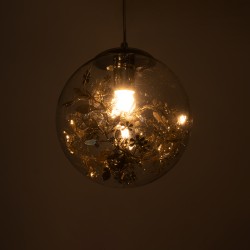 HARPER 01510 Μοντέρνο Κρεμαστό Φωτιστικό Οροφής με Ντουί 1 x E27 AC 220-240V IP20 - Διάφανο & Ασημί - Μ25 x Π25 x Υ30cm