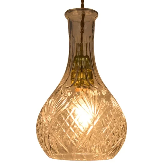 WHISKEY 01514 Vintage Κρεμαστό Φωτιστικό Οροφής με Ντουί 1 x E27 AC 220-240V IP20 - Διάφανο - Μ14 x Π14 x Υ23cm