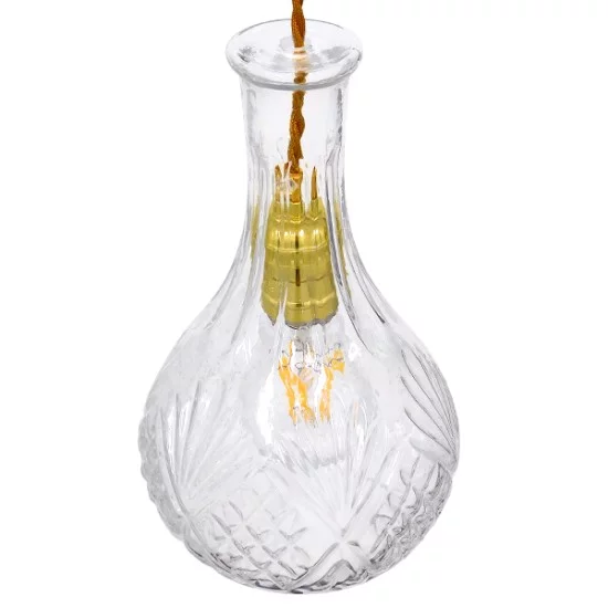 WHISKEY 01514 Vintage Κρεμαστό Φωτιστικό Οροφής με Ντουί 1 x E27 AC 220-240V IP20 - Διάφανο - Μ14 x Π14 x Υ23cm