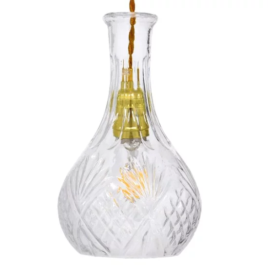 WHISKEY 01514 Vintage Κρεμαστό Φωτιστικό Οροφής με Ντουί 1 x E27 AC 220-240V IP20 - Διάφανο - Μ14 x Π14 x Υ23cm