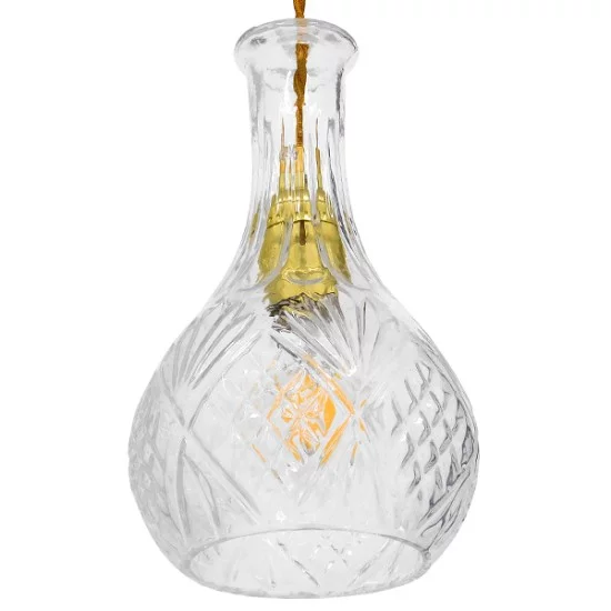 WHISKEY 01514 Vintage Κρεμαστό Φωτιστικό Οροφής με Ντουί 1 x E27 AC 220-240V IP20 - Διάφανο - Μ14 x Π14 x Υ23cm