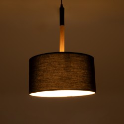 BRONX 01517 Μοντέρνο Κρεμαστό Φωτιστικό Οροφής με Ντουί 1 x E27 AC 220-240V IP20 - Μαύρο & Μπεζ - Μ35 x Π35 x Υ50cm