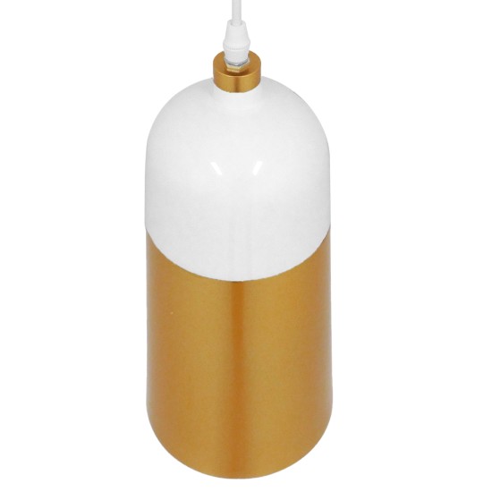 PALAZZO 01524 Μοντέρνο Κρεμαστό Φωτιστικό Οροφής με Ντουί 1 x E27 AC 220-240V IP20 - Λευκό & Χρυσό - Μ14 x Π14 x Υ34cm